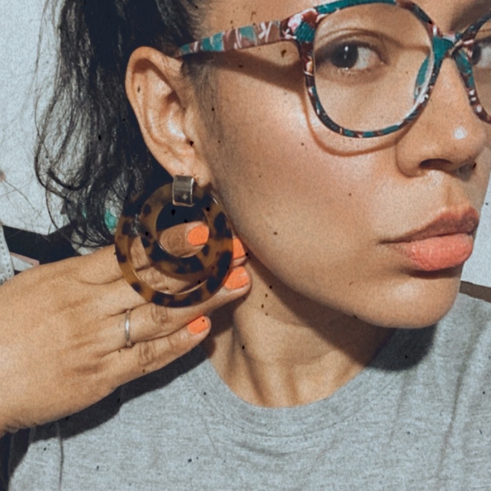 Large Tortoiseshell Double Hoop Acrylic Resin